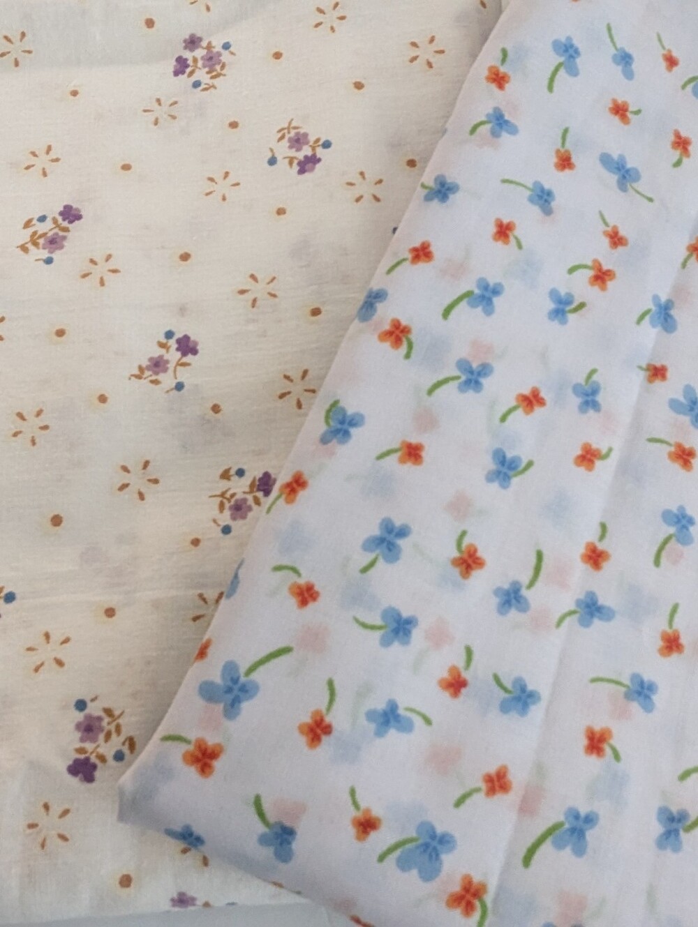 Muslin Soft Cotton Floral Fabrics - Set of 2 Pieces Perfect for Sewing for Baby